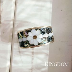 SOLDMagnificent 1970's Mexican Abalone Mosaic Cuff